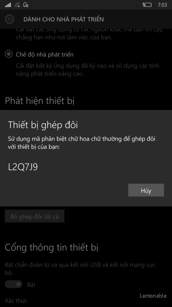 Mã ghép nối để được cho phép kết nối với điện thoại của bạn