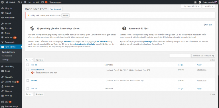 Contact Form 7: Plugin tốt nhất để tạo Form liên hệ cho WordPress Contact Form 7: Plugin tốt nhất để tạo Form liên hệ cho WordPress