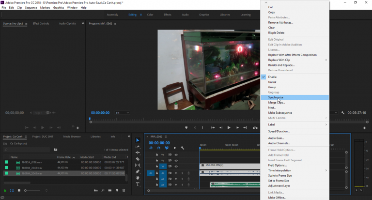Đồng bộ âm thanh nhiều đoạn Video cùng nhiều đoạn Audio (ghi âm rời) lại với nhau trong Premiere Pro Đồng bộ âm thanh nhiều đoạn Video cùng nhiều đoạn Audio (ghi âm rời) lại với nhau trong Premiere Pro